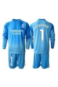 Real Madrid Thibaut Courtois #1 Maalivahti Jalkapallovaatteet Lasten Kotipeliasu 2025-26 Pitkähihainen (+ Lyhyet housut)